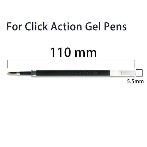 24 Pcs Retractable Black Gel Ink Refills, 0.7 mm Point Black Ink