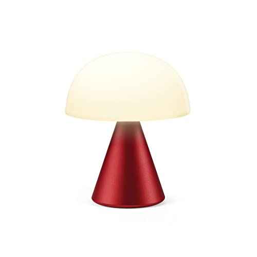 Lexon Mina M Mushroom Lamp - Portable Bedside Light for Bedrooms, Kids & Nursery - 9 LED Color Rechargeable Table Lamp with 24h Light & Dimmer, Medium - Dark Red