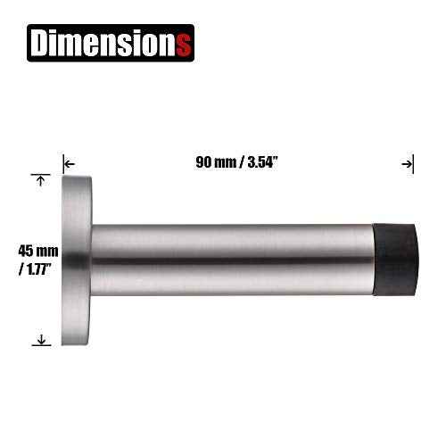 JQK Door Stopper, 304 Stainless Steel Thicken 1mm Sound Dampening Door Stop Bumper Wall Protetor 8 Pack, Brushed, DSB5-BN-P8