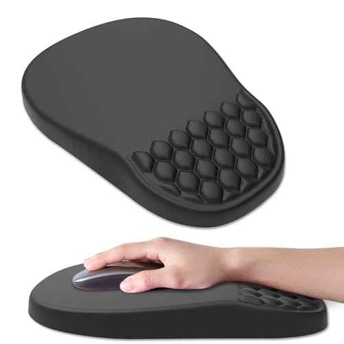 Ergonomic Mouse Pad Wrist Support, with Memory Foam & Non-Slip PU Base, Comfortable Massage Design Mouse Pad Relieve Wrist Fatigue&Pain, Suitable for Computer, Office and Home(01Black)