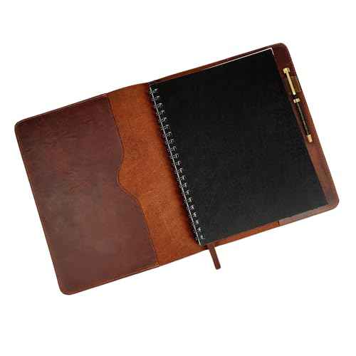 Heavy Duty Full Grain Leather Journal Cover (8.5 x 11 in.), Refillable Cahier XXL, Refillable Spiral Notebook (8.5 x 11 in.), Handmade Leather Journal Cover - Brown