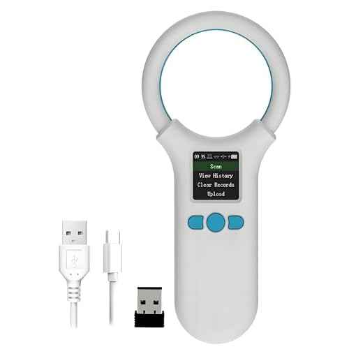 Pet Microchip Scanner, Bluetooth Animal Tags Reader with 1.44'' TFT Display Screen, Handheld Rechargeable Pet Chip ID Tag Scanner 500 Data Storage for Livestock Poultry Management