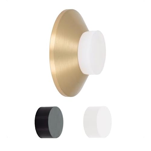 EVI Door Stoppers | Brass Door Handle Stopper - Adhesive and Screw Fastening - Protector Rubber - 1.77 x 0.66 Inch Door Stopper