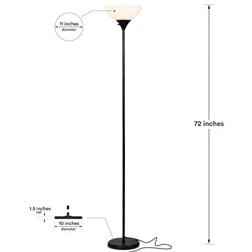 Brightech Sky Dome Dimmable LED Floor Lamp, Torchiere Floor Lamp for Living Rooms & Offices ? Tall Standing Lamp for Reading & Hobbies ? Jet Black