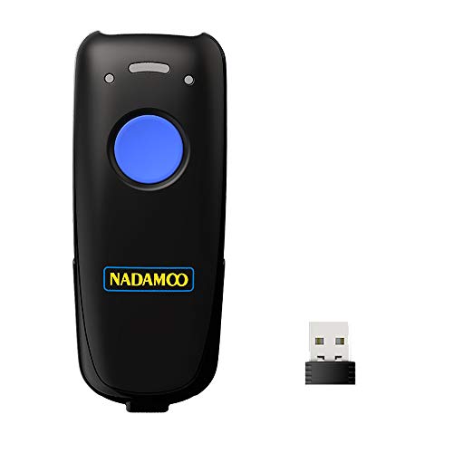 NADAMOO 1D Dark Blue Wireless Barcode Scanner with Bluetooth & 2.4G USB, Portable CCD Reader for iPhone iPad Android Windows Mac