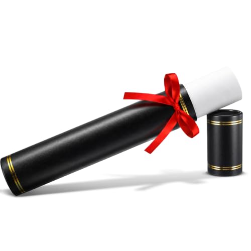 Black Diploma Certificate Scroll Tube Holder 12.6 x 2 x 2 inches with Gold Foil - Classic Design