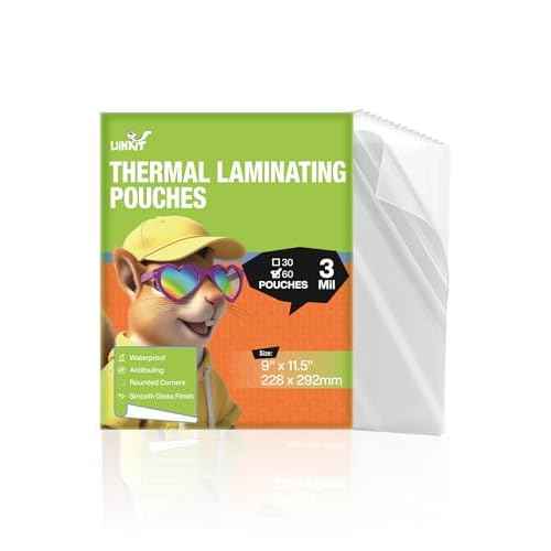 Uinkit 3Mil Laminating Pouches, 30-Pack Letter Size (8.5x11 Inches) - Thermal Laminating Sheets for Documents, Photos, Crafts - Bubble-Free, Crystal Clear Finish for Use with Laminator Machine