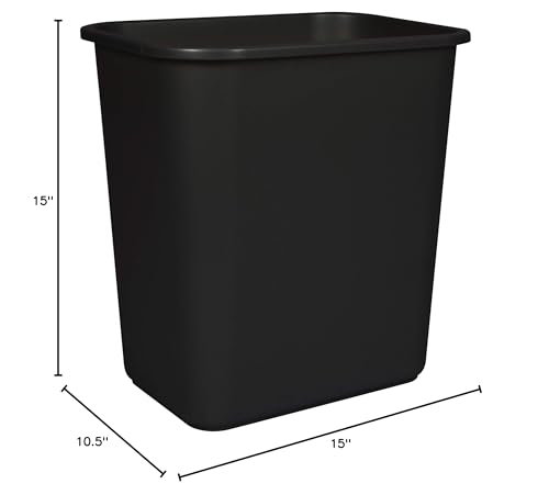 Storex Medium Waste Basket, 15 x 10.5 x 15 Inches, Black, Case of 6 (STX00710U06C)