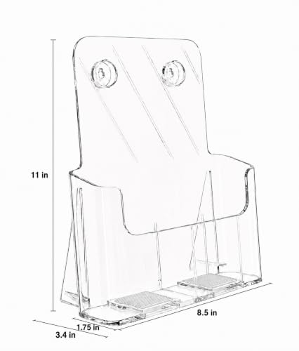 KTRIO Acrylic Brochure Holder 8.5 x 11 Inches, Clear Display Stand, 2 Pack