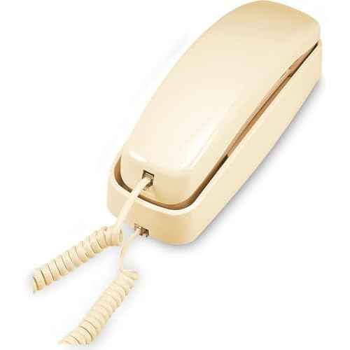 AT&T TRIMLINE 210 Corded Home Phone, No AC Power Required, Improved Easy-Wall-Mount, Lighted Big Button Keypad, 13 SpeedDial Keys, Last Number Redial, Mute, Flash, Volume Control, Beige