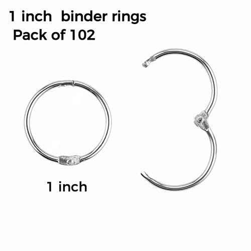 102 Pack 1 Inch Book Rings, Silver Metal Rings for Index Cards, Paper, School Office
