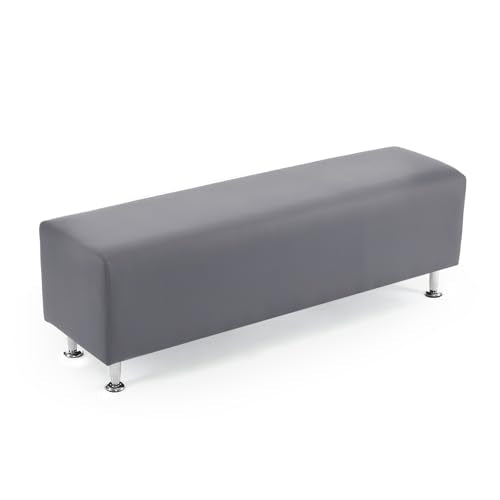 OmySalon Grey Waiting Room Bench Seating 53.9" Faux Leather Reception Chair