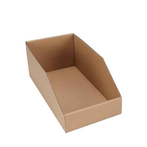 EXYGLO Cardboard Storage Bins 35 Pack, 12x6x4.5 Inch Cardboard Boxes, Corrugated Organizer Bins for Pantry, Shelves, Garage, Office, Shop, Brown