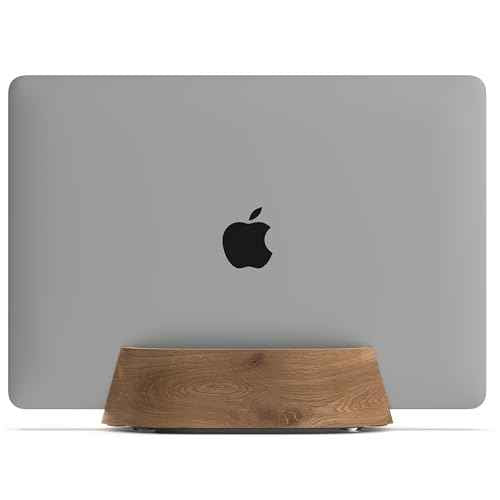 HumanCentric Vertical Laptop Stand in Black Walnut Wood, Upright Adjustable Holder and Dock, Laptop Vertical Stand Fits MacBook Pro and Other Laptops .5" to 1.5", Clamshell Compatible