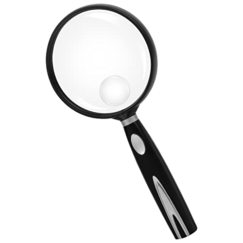 Feosky Handheld Reading Magnifier, 10X 30X Magnifier, 75mm Shatterproof Lens, Non-Slip Handle for Adults Close Work, Seniors Reading and Kids Nature Exploration, Hobby Observation(Silver)