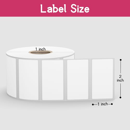 12 Rolls 2" x 1" Direct Thermal Labels, Shipping Labels Compatible with Zebra & Rollo Label Printers for Mailing Postage Address Barcode (1300 Labels/Roll)