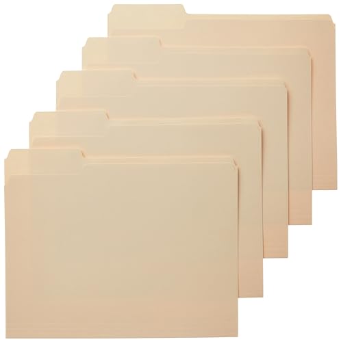 Manila Letter Size File Folders with Reinforced Tabs - 1/3-Cut, 100-Pack