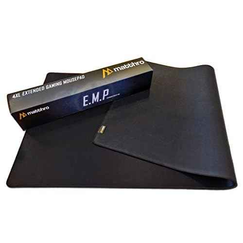 4XL EMP Full Desk Gaming Mouse Pad (54"x24"x0.16"), Huge Oversize Giant Mouse Pad, Extended Black Smooth Fabric Cloth with Stitched Edges