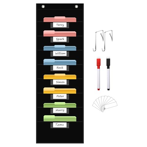 ANCOMEDO 8 Pockets File Storage Pocket Chart - Wall Organizer for Office & Classroom