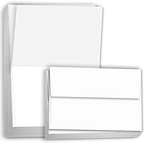 Hamilco Blank Cards and Envelopes White Cardstock Paper 5.5" x 8.5" folded 100 Pack (Bright)