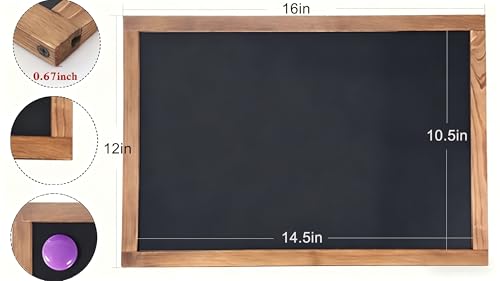 16'' x 12'' Magnetic Chalkboard with Rustic Wood Frame Wall Mount Multi-Purpose Sign for Menu Memo Doodle