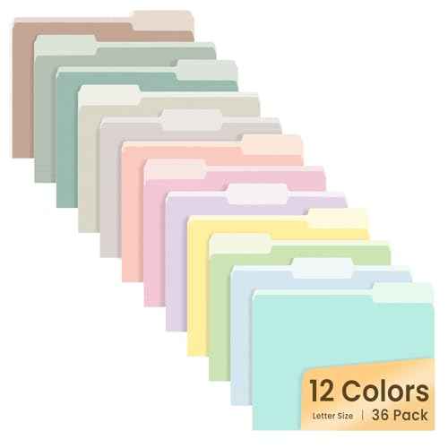SUNEE File Folders, 36 Pack Manilla Folders 8.5 x 11, 12 Colors Folder Office Organization Home School Folders for Documents Files Paper