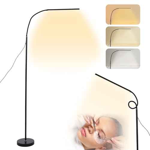 LED Floor Lamp, Bright Adjustable Vertical Floor Lamp, Eye Caring Eyelash Floor lamp for Living Bedroom Black