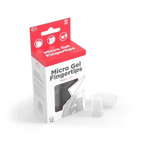 Lee Micro Gel Fingertips Medium Size 11.50, 0.63" Diameter - Clear, Durable, Latex-Free, 12 Protectors