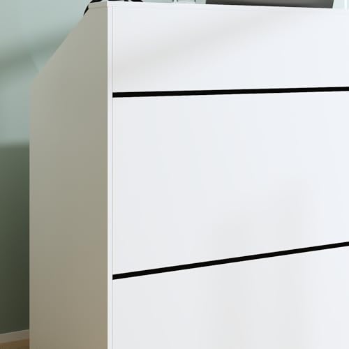 AIEGLE 47.2" White Reception Desk with Black Trims - Modern Front Counter for Beauty Salon, Retail, Lobby, Office