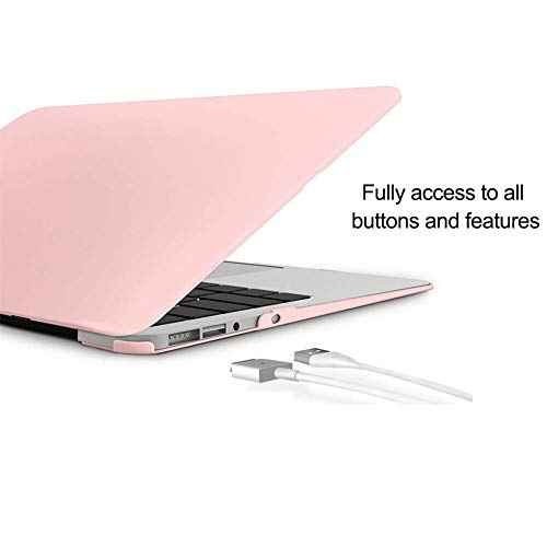 iCasso Case Compatible with MacBook Air 13 inch Case 2010-2017 Release Model A1369/A1466 Bundle Set, Plastic Hard Case Shell, Sleeve Bag, Screen Protector, Keyboard Cover and Dust Plug - Pink