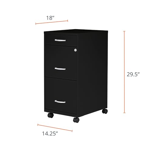Lorell NuSparc Mobile 3-Drawer Locking File Cabinet, Letter-Size