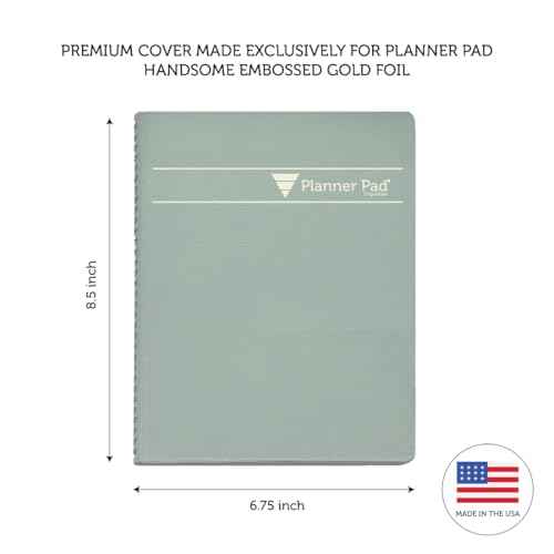 Planner Pad Spiral Bound January-December 2026/ Calendar Year 6 3/4" x 8 1/2" Medium 3-Tier Funnel Down 12 Month Organizer, Greenish Grey Cover/Soft Green Ink