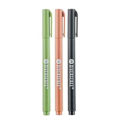 DIVERSEBEE Fine Tip Permanent Pens, 3 Pack Quick Dry Markers, Transparent Sticky Notes Writing Pens, Office School Art Supplies, Colored Oil Based Fineliners
