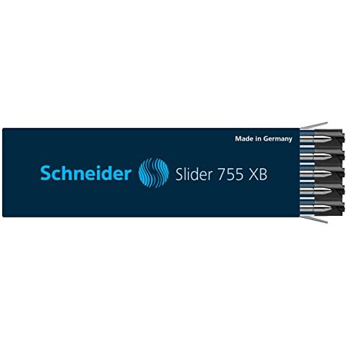 Schneider Slider 755 XB (Extra Broad) Ballpoint Pen Refill, 1.4 mm, ISO Format G2, Black Ink, Box of 10 Refills (175501)