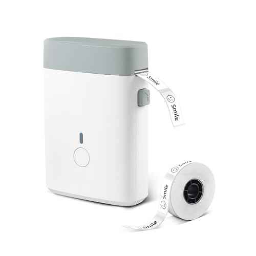 Bluetooth Label Maker Machine with Tape - Mini Label Maker Simple Printing, Easy to Connect, 203DPI HD Printing, with Multiple Templates for Home Office Organization, White