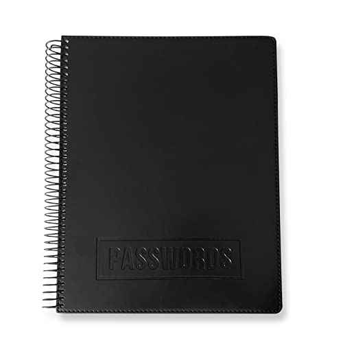 RE-FOCUS THE CREATIVE OFFICE, Executive Password Keeper Book, Black, Flexible Faux-Leather Cover, Spiral Bound