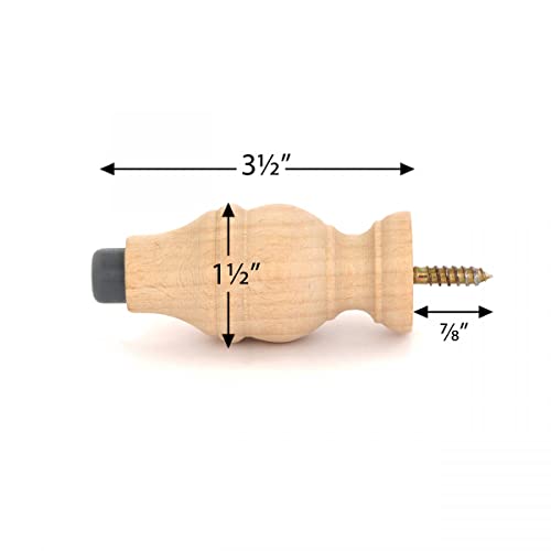 Renovators Supply Manufacturing Door Stoppers 3 5/8 in. Wall Mount Victorian Unfinished Wooden Door Bumper Stops Pack of 4