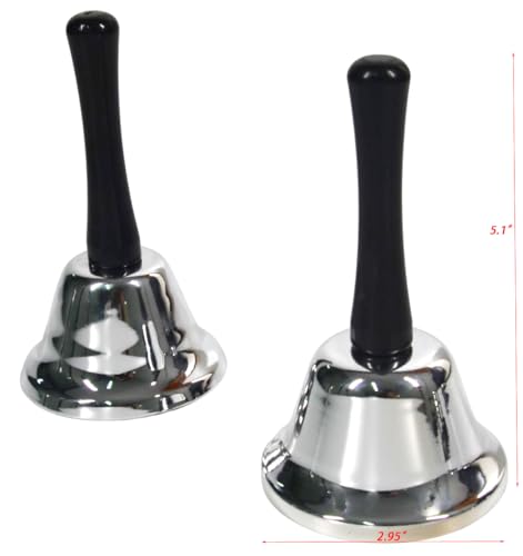 OceeK Silver Hand Bell 1 Pack - Loud Call Bell for Nurse Classroom Dinner