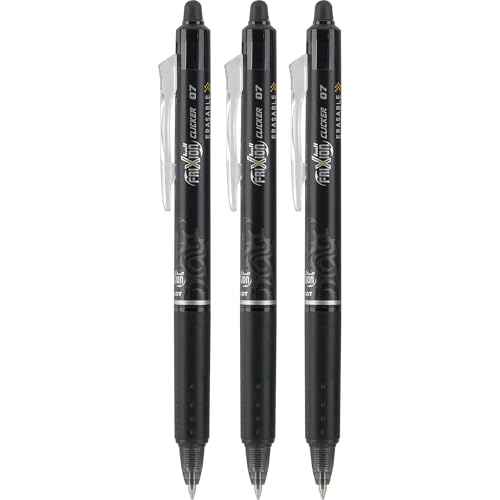 PILOT FriXion Clicker Erasable Pens, Refillable & Retractable Gel Ink Pens, Fine Point 0.7 mm, Black Ink, 3-Pack - Ideal for School, Journaling, & Office Writing