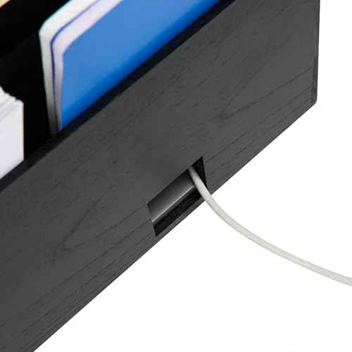 Mind Reader Desk Organizer, File Storage, Accessory Holder, Cord Management, Office, Wood, 16.25" L x 9.5" W x 8.5" H, Black