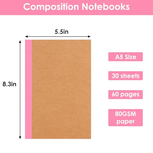 LABUK 60 Pack Notebooks Bulk, A5 Lined Journaling Notebooks Bulk, Rainbow Composition Notebooks Journals, 15 Colors 60 Pages for School Office