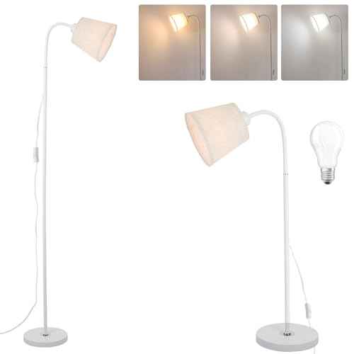 AoMck Floor Lamp for Living Room, Industrial FloorLamps with Adjustable Gooseneck Bendable, 2 in 1Reading Table Lamps for Living Room Bedroom Office12W Bulb Included (W+ Linen Shade)