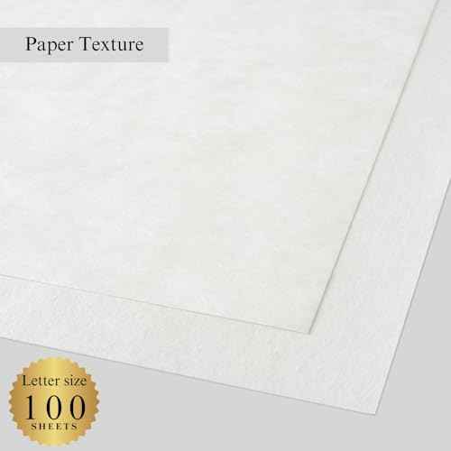Japanese Rice Paper Printable 8.5 x 11 Inch Letter Size Paper (100 Sheets), Multipurpose Copy Paper for Laser and Inkjet Printers, Made in JAPAN, White