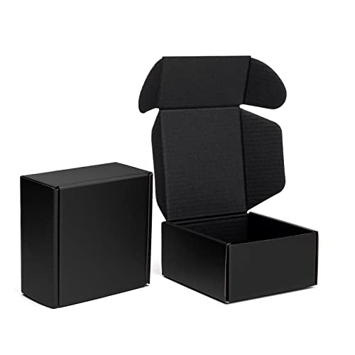 Mcfleet 4x4x2 Inch Black Shipping Boxes 24 Pack - Corrugated Cardboard