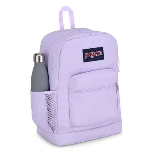 JanSport Cross Town Plus Backpack - Large Main Compartment, Side Water Bottle Pocket, 15-Inch Padded Laptop Sleeve - Pastel Lilac