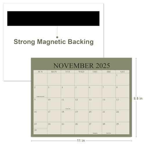 2025-2026 Magnetic Fridge Calendar - November 2025 Until June 2027 - The Perfect Monthly Refrigerator Calendar With Minimal Designs for Organizing, 8.5" x 11", Cyan