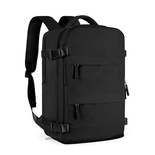 coofay Large Black Travel Backpack For Women Men Airline Approved Carry On Backpack Flight Approved Waterproof Sports Luggage Backpacks Casual Daypack Small Hiking Backpacks