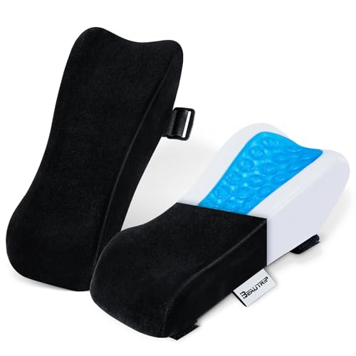 Beautrip Black Gel-Top Ergonomic Armrest Pads – Memory Foam Elbow Support (Set of 2)