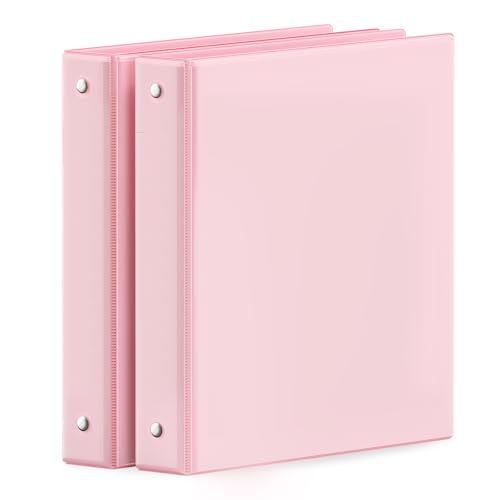 SUNEE Pink 1 Inch 3-Ring Binder Set, PVC-Free, 2 Pack, Office & School Supplies