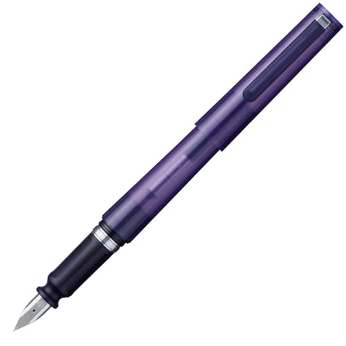 Sailor Fountain Pen TUZU ADJUST, Rotating Nib Feature and Natural Fit Grip, Includes 2 Ink Cartridges and Converter, Beginner, Everyday Use, Clear Violet, Bold Point, 12-0541-650